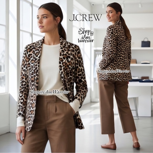 J.Crew Parke linen blend leopard print one button blazer *shop@iamwarrior - Picture 1 of 14